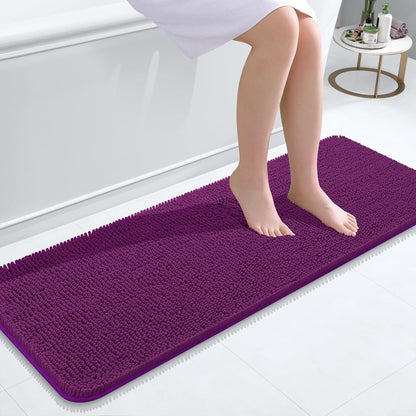OLANLY Bathroom Rugs 30x20, Extra Soft Absorbent Chenille Bath Rugs | Grey, Quick-Drying Rubber Backing, Machine Washable Bath Mat for Bathroom Floor, Tub and Shower, Home Decor Accessories