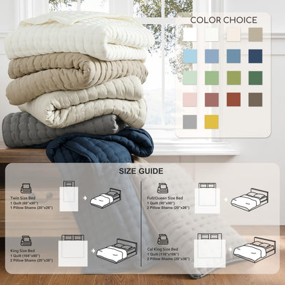 WDCOZY Beige King Size Quilt Bedding Sets with Pillow Shams, Tan Cream Lightweight Bedspread Coverlet, Quilted Blanket Thin Comforter Bed Cover, All Season Summer Spring, 3 Pieces, 104x90 inches
