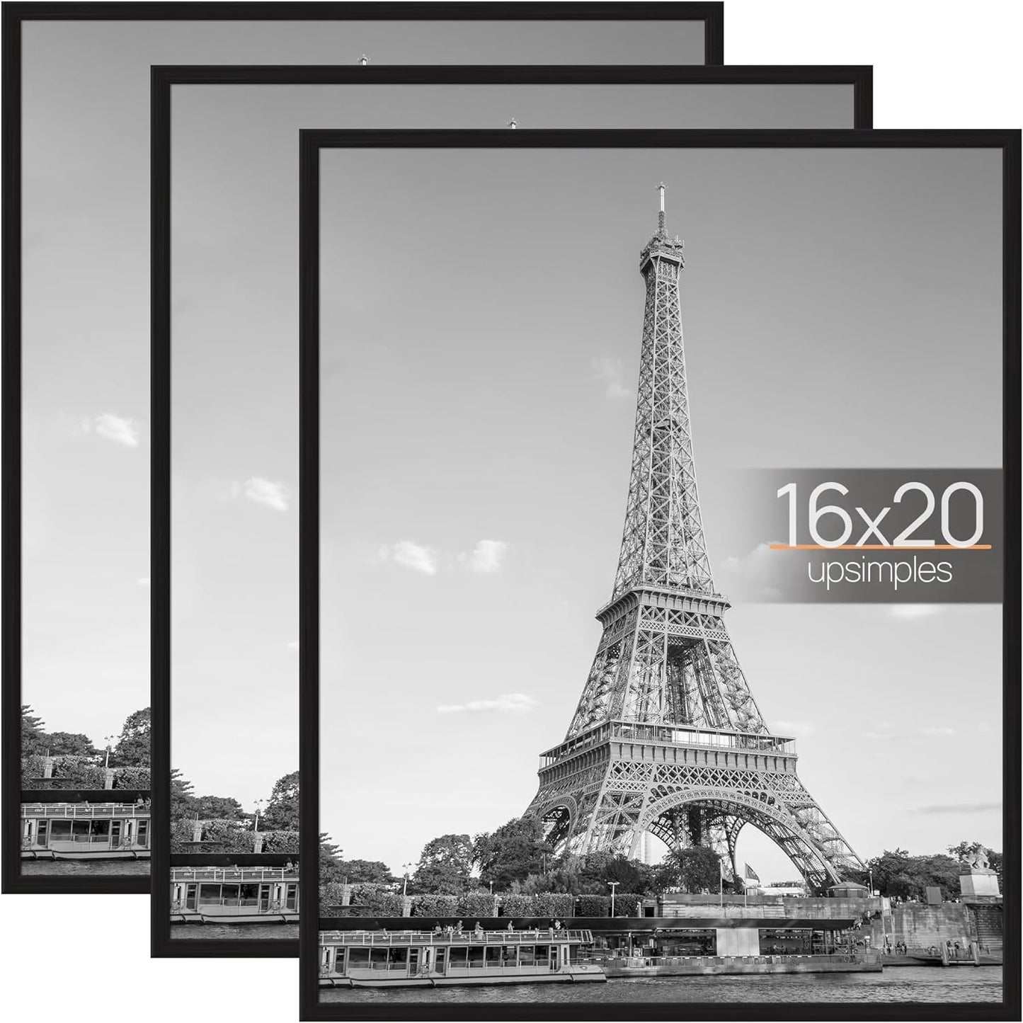 upsimples 12x16 Poster Frame, Easy Slide-In Assembly, Black, 3 Pack | Gallery Wall 12 x 16 Picture Frames Set for Family, Wedding, Christmas, Easy to Change Photos