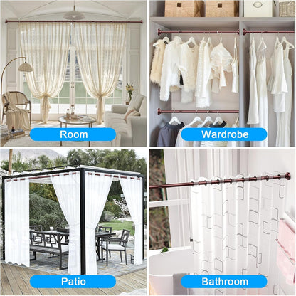 TEECK Shower Curtain Rod, 32-80 inch Adjustable Spring Tension Curtain Rod, Never Rust Anti-Slip Shower Curtain Rod for Bathroom, No Drilling, Never Collapse, Easy to Use, Silver