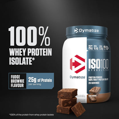 Dymatize ISO100 Protein Powder, 100% Whey Isolate, Cookies & Cream | 25g Protein, Hydrolyzed, Fast-Absorbing, Supports Muscle Health, 5.5g BCAAs, Gluten-Free, 20 Servings, 1.3 lb