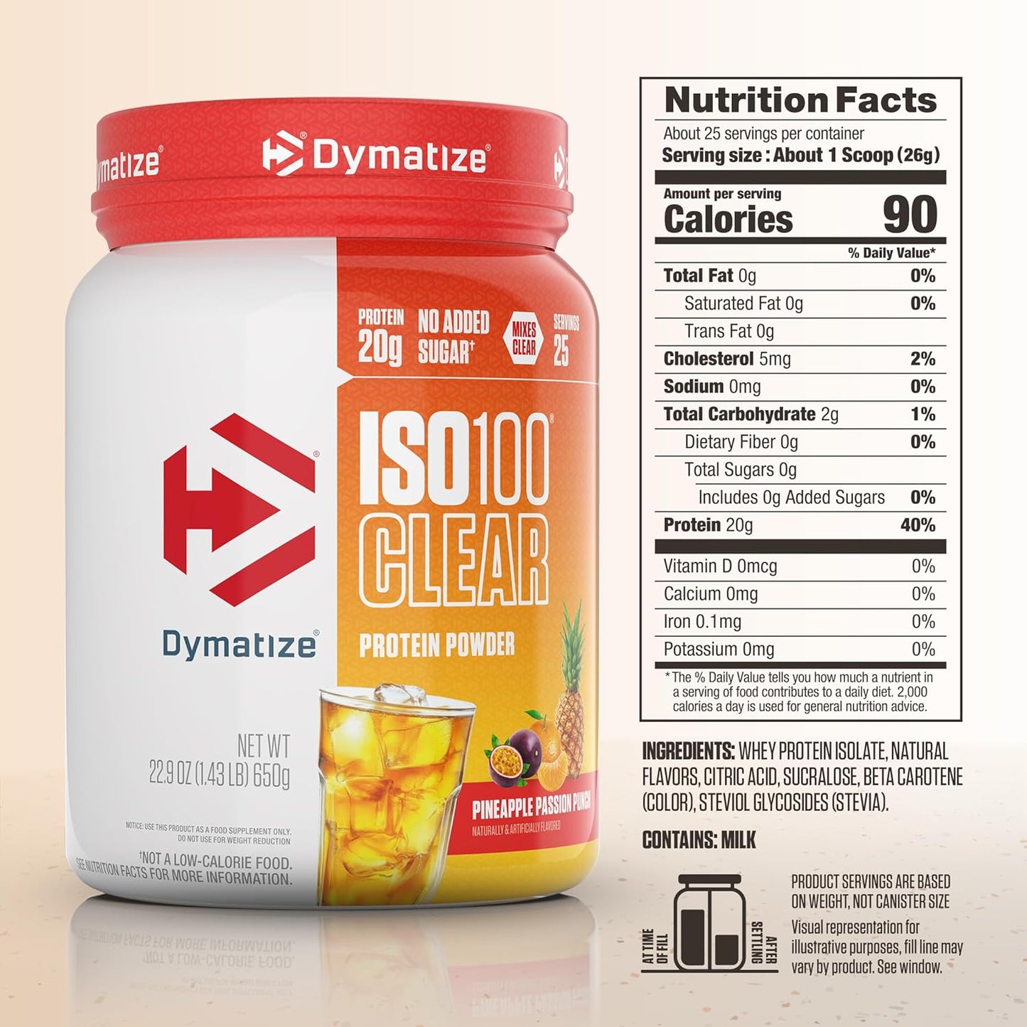 Dymatize ISO100 Protein Powder, 100% Whey Isolate, Cookies & Cream | 25g Protein, Hydrolyzed, Fast-Absorbing, Supports Muscle Health, 5.5g BCAAs, Gluten-Free, 20 Servings, 1.3 lb