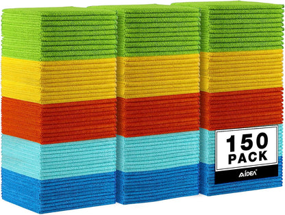 AIDEA Microfiber Cleaning Cloth-50PK, Microfiber Towels for Cars, 12×12" | Premium Wash Cloths, Dusting Cloth Cleaning Rags, Absorbent Towels for SUVs, House, Kitchen, Window, Cleaning Supplies