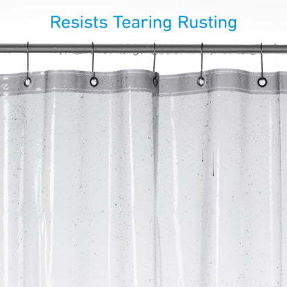 EHZNZIE White Shower Curtain Liner 72x72, PEVA Waterproof Bath Curtain, No Chemical Smell, 3 Weighted Magnets, Durable with Rustproof Metal Grommets