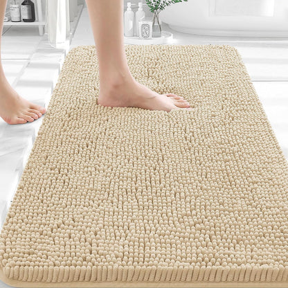 OLANLY Bathroom Rugs 30x20, Extra Soft Absorbent Chenille Bath Rugs | Grey, Quick-Drying Rubber Backing, Machine Washable Bath Mat for Bathroom Floor, Tub and Shower, Home Decor Accessories