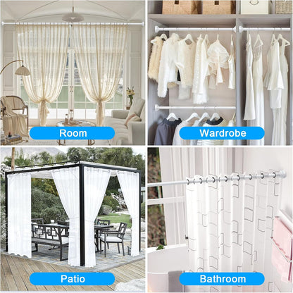 TEECK Shower Curtain Rod, 32-80 inch Adjustable Spring Tension Curtain Rod, Never Rust Anti-Slip Shower Curtain Rod for Bathroom, No Drilling, Never Collapse, Easy to Use, Silver