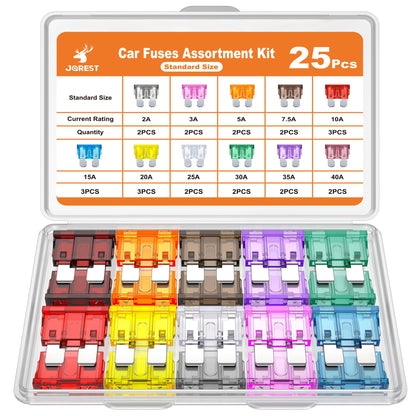 JOREST 300Pcs Car Fuse Assortment Kit, 160 Mini Blade Fuses Automotive + 90 Standard Auto Fuses + 50 Micro + Puller – Replacement for RV Camper Boat Truck (2Amp 3A 5A 7.5A 10A 15A 20A 25A 30A 35A 40A)