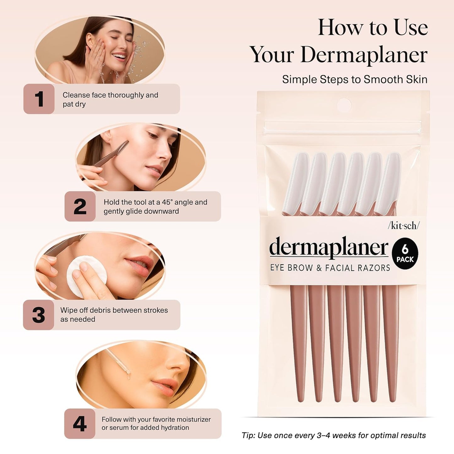 Kitsch Dermaplane Razor for Women Face – Terracotta, 12 pcs | Face Razors for Women & Men, Eyebrow Razor & Face Shaver – Exfoliating Facial Razor & Dermaplaner as Tool for Smoother Skin