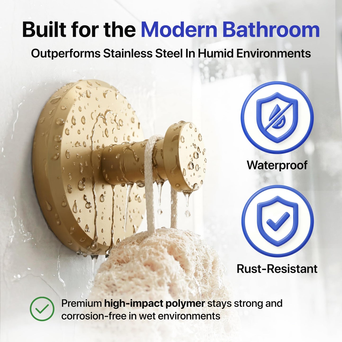 HOME SO Suction Cup Hooks for Shower & Bathroom Towel Holder 2-Pack Black | Waterproof Rustproof Organizer Hook Hanging Loofah Robe Coat Bath Accessories on Tile Glass Door Mirror + Optional 3M Disc