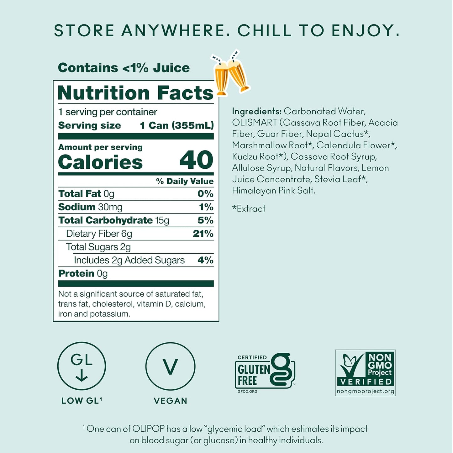 OLIPOP 6g Fiber Prebiotic Soda, Classic Grape, 12 fl oz, 12Pack Skinny | Shelf Stable Prebiotic Soda (Skinny), 6g Fiber, 5g Sugar, Digestive Health Support, Prebiotics & Botanicals, Gluten Free
