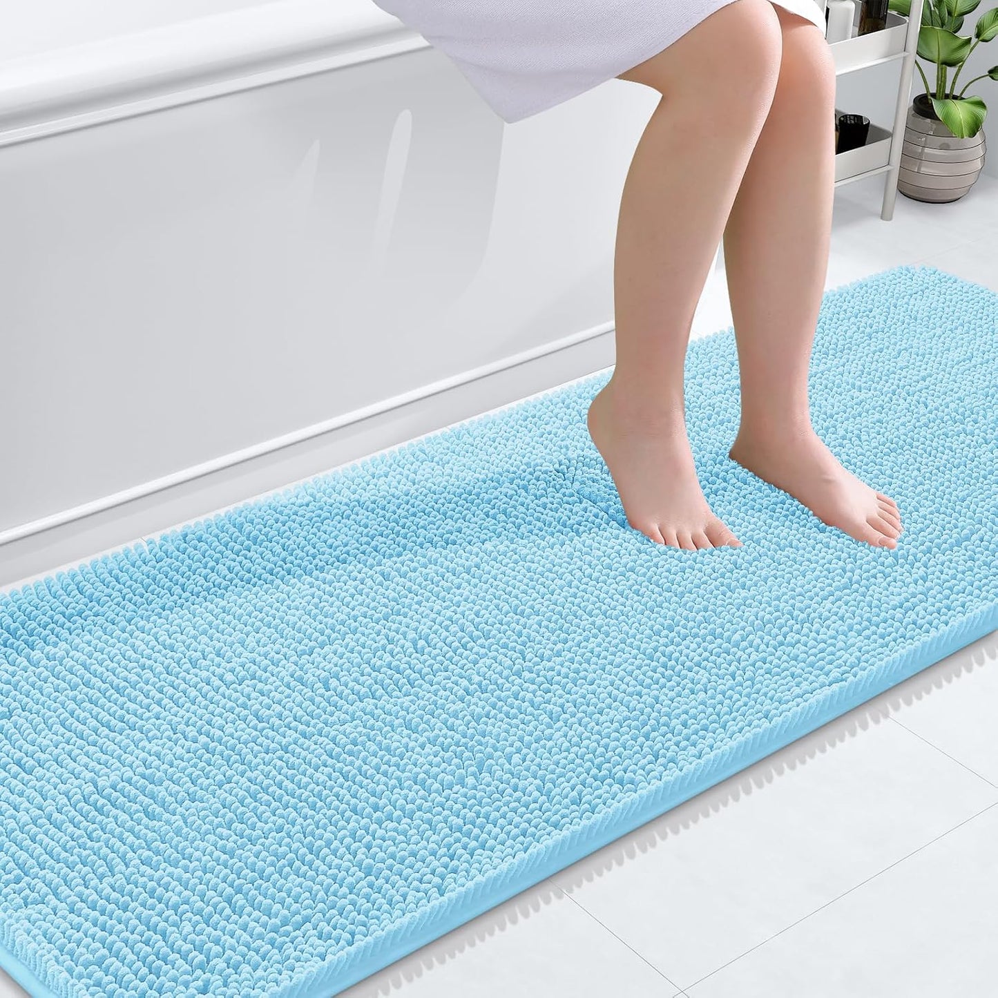 OLANLY Bathroom Rugs 30x20, Extra Soft Absorbent Chenille Bath Rugs | Grey, Quick-Drying Rubber Backing, Machine Washable Bath Mat for Bathroom Floor, Tub and Shower, Home Decor Accessories