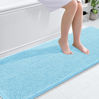 OLANLY Bathroom Rugs 30x20, Extra Soft Absorbent Chenille Bath Rugs | Grey, Quick-Drying Rubber Backing, Machine Washable Bath Mat for Bathroom Floor, Tub and Shower, Home Decor Accessories