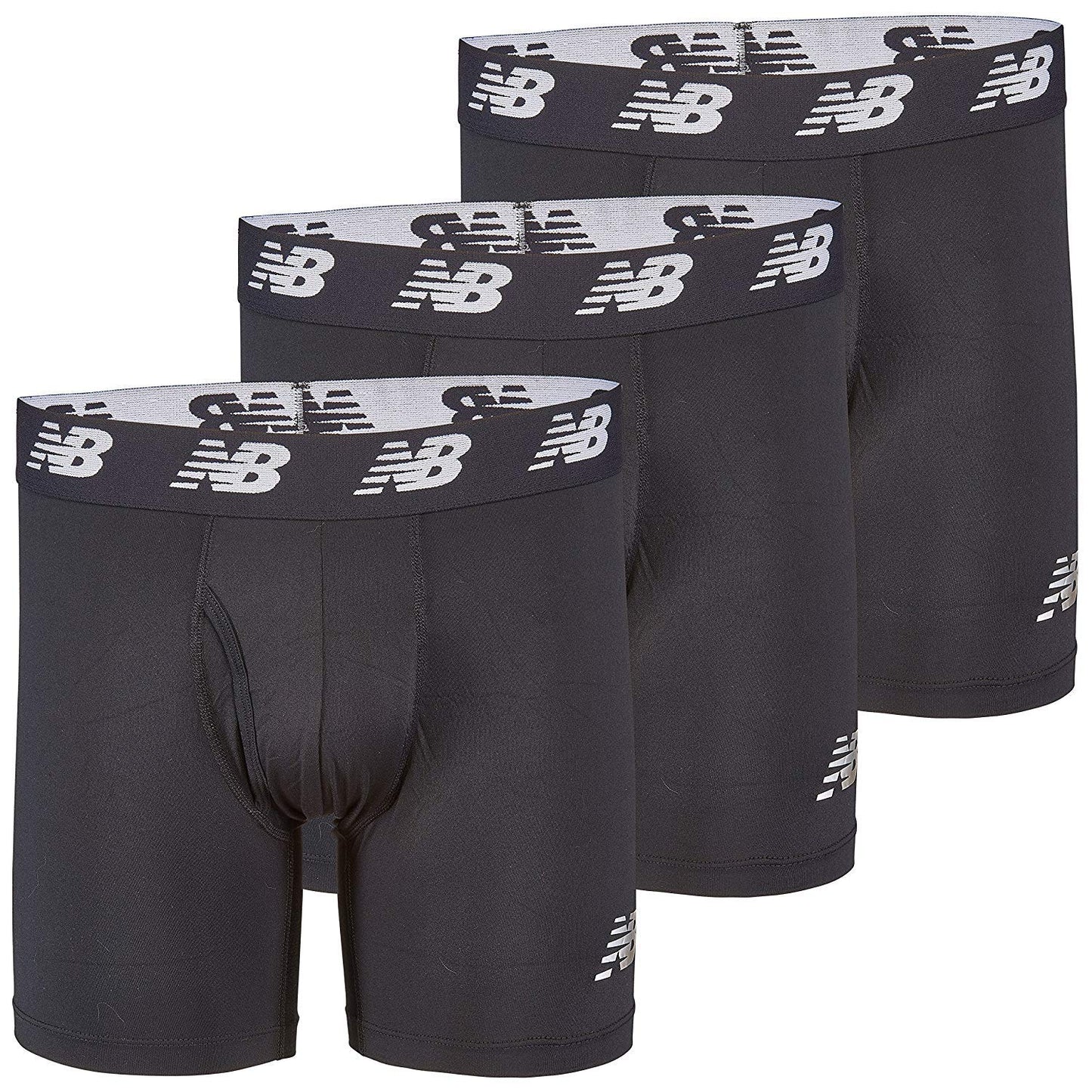 New Balance Men's Performance Boxer Briefs with Fly, Breathable Stretch Underwear, Moisture Wicking, Soft Waistband (3 Pack)