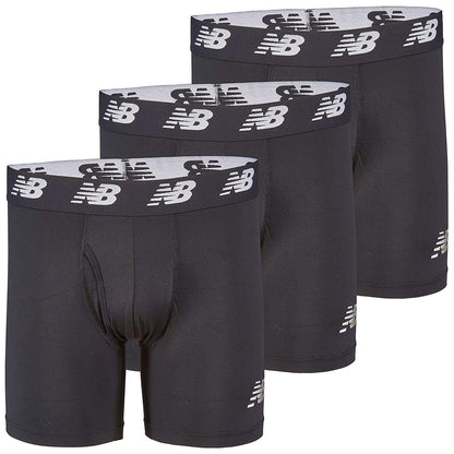 New Balance Men's Performance Boxer Briefs with Fly, Breathable Stretch Underwear, Moisture Wicking, Soft Waistband (3 Pack)