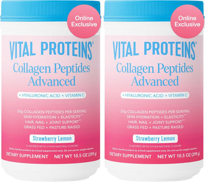 Vital Proteins Collagen Peptides Powder Advanced, Unflavored, 20oz | Hyaluronic Acid & Vitamin C, Supports Hair Skin & Nails, Collagen Peptides, 27 Servings