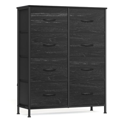 SONGMICS BELLAH Collection - Dresser for Bedroom, Chest of Drawers, Storage Organizer Unit, Closet, Entryway, Steel, 4 Drawers, Modern, Ink Black and Ebony Black ULGS314B01S