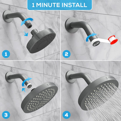 SparkPod Rain Shower Head, 6 Inch Round, Luxury Polished Chrome Finish | High Pressure Shower Heads, 90 Nozzles, Adjustable Showerhead, No Tools Needed, Universal Connection