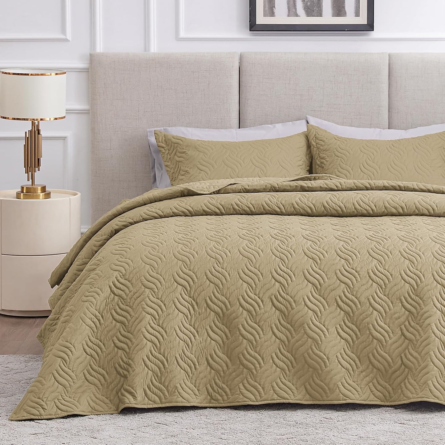 Love's cabin Quilts for Queen Bed Blue Bedspreads - Soft Bed Summer Lightweight Bedspread Comforter - Modern Style Coin Pattern Coverlet for All Season - 3 Pieces (1 Quilt, 2 Pillow Shams)