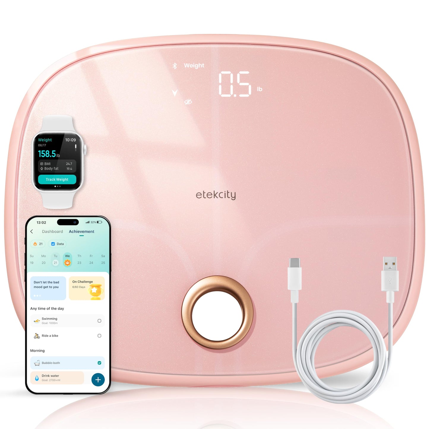 Etekcity Smart Scale for Body Weight, Body Fat and BMI, FSA Eligible | HSA Eligible, Bathroom Scale with Muscle Mass, Accurate Bluetooth App Sync, LED Display and Tempered Glass