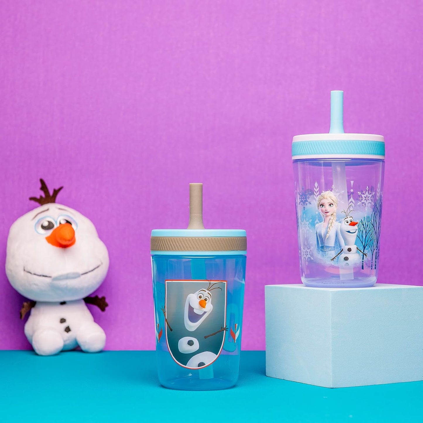 Zak Designs Sesame Street Kelso Toddler Tumblers For Travel or At Home, 15oz 2-Pack Durable Plastic Sippy Cups With Leak-Proof Design is Perfect For Kids (Elmo and Cookie Monster)