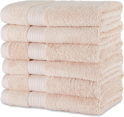 Amazon Basics 6-Piece Oversized Fade-Resistant Towel Set, 100% Cotton, Highly Absorbent, Soft, Teal, 2 Bath Towels, 2 Hand Towels, 2 Washcloths