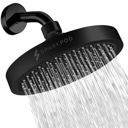 SparkPod Rain Shower Head, 6 Inch Round, Luxury Polished Chrome Finish | High Pressure Shower Heads, 90 Nozzles, Adjustable Showerhead, No Tools Needed, Universal Connection