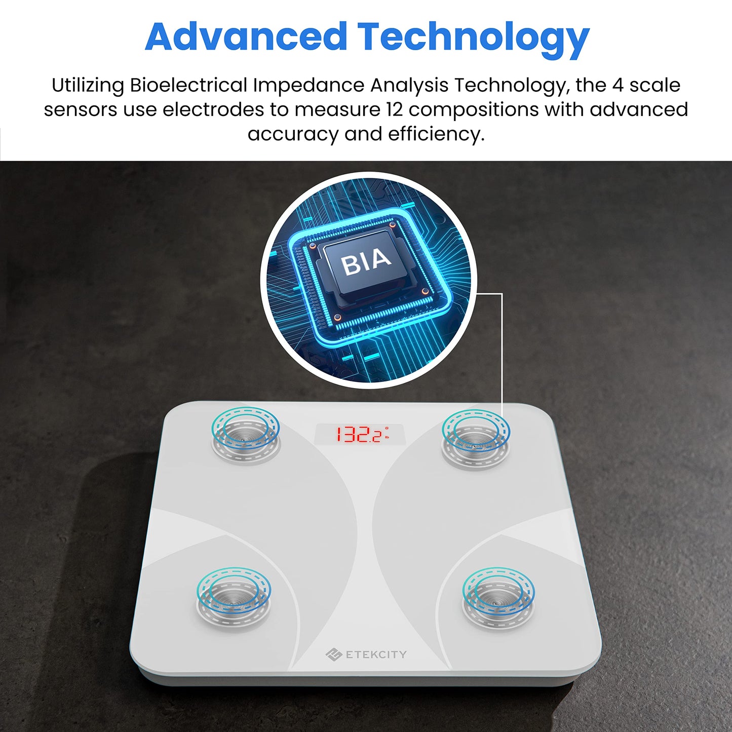 Etekcity Smart Scale for Body Weight, Body Fat and BMI, FSA Eligible | HSA Eligible, Bathroom Scale with Muscle Mass, Accurate Bluetooth App Sync, LED Display and Tempered Glass