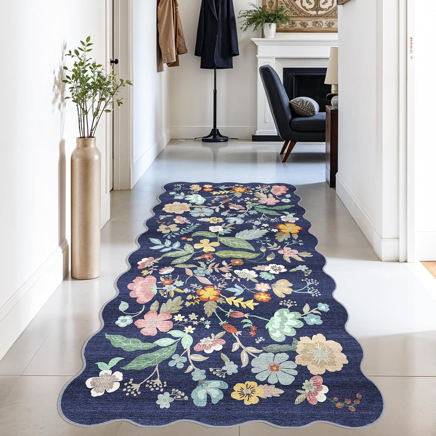 2x6 Hallway Washable Runner Rug : Vintage Soft Kitchen Laundry Runner with Non Slip Backing Farmhouse Entryway Living Room Floor Mat Stain Resistant Carpet for Bedroom Bathroom Distressed Beside Rug