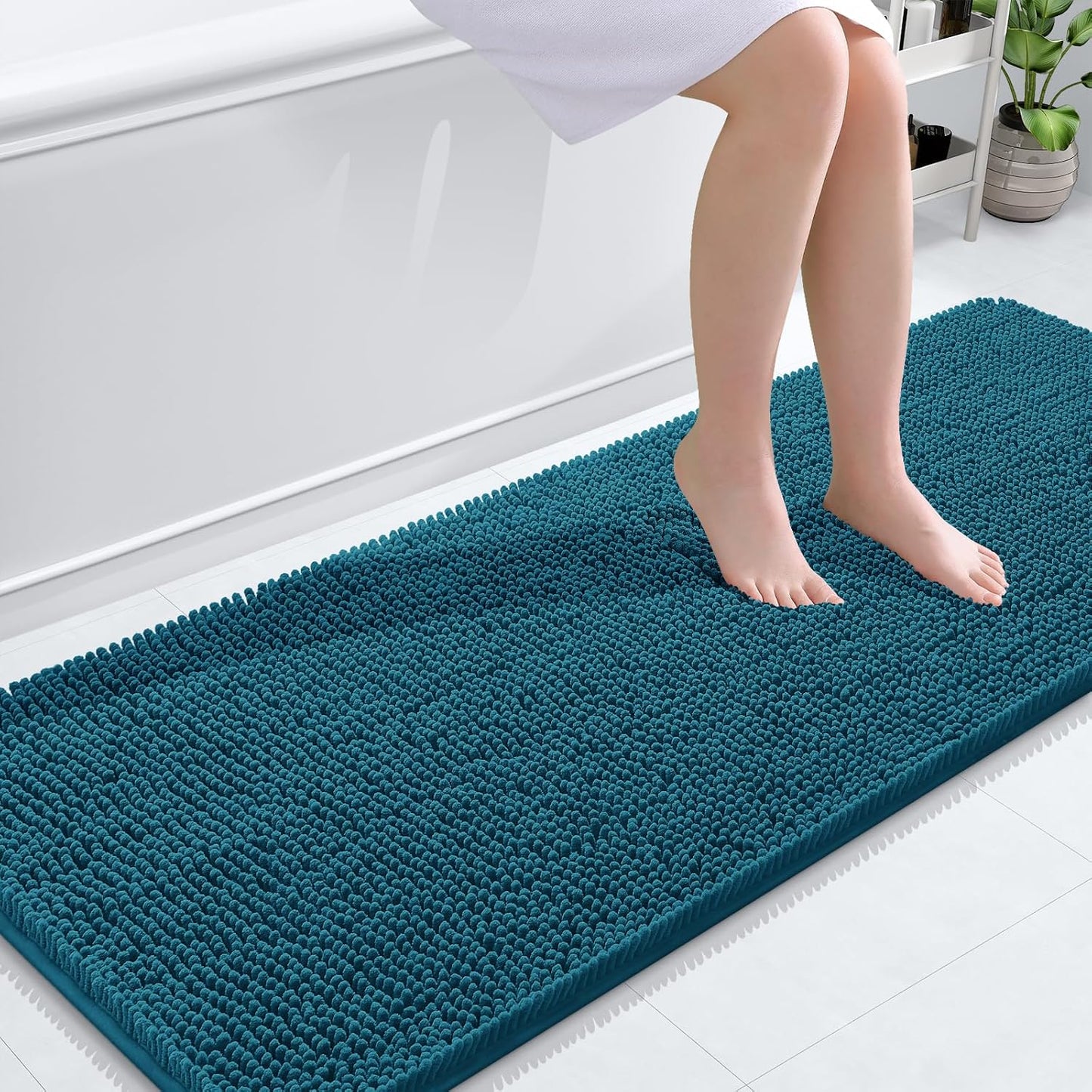 OLANLY Bathroom Rugs 30x20, Extra Soft Absorbent Chenille Bath Rugs | Grey, Quick-Drying Rubber Backing, Machine Washable Bath Mat for Bathroom Floor, Tub and Shower, Home Decor Accessories