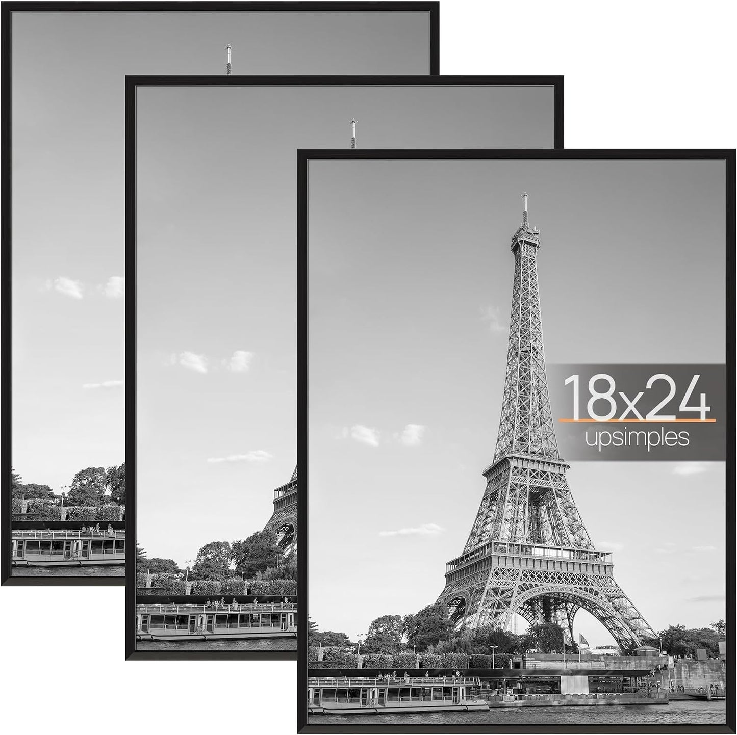 upsimples 12x16 Poster Frame, Easy Slide-In Assembly, Black, 3 Pack | Gallery Wall 12 x 16 Picture Frames Set for Family, Wedding, Christmas, Easy to Change Photos
