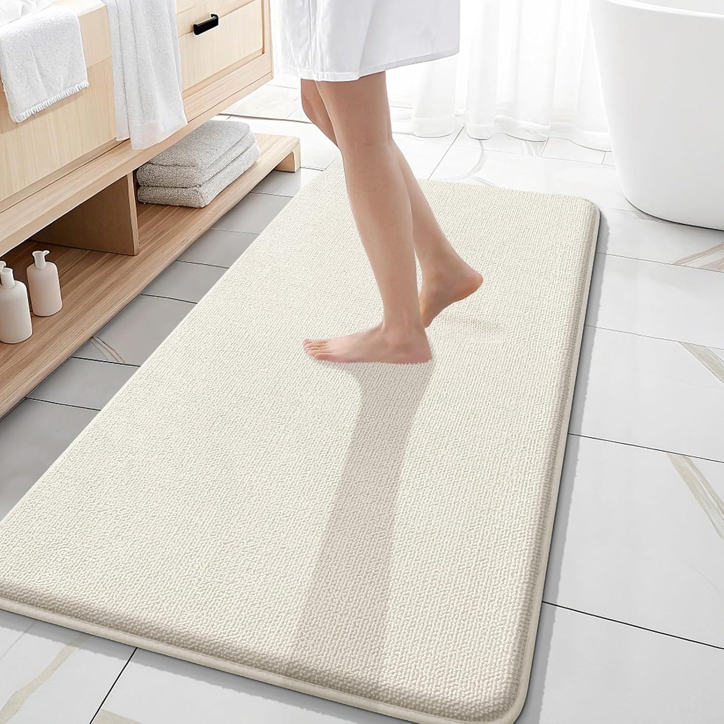 OLANLY Thick Memory Foam Bathroom Rugs 30x20, Soft Absorbent Bath Mat, Teal | Quick Dry Bath Rugs, Non-Slip Carpet, Machine Washable Mats for Bathroom Floor, Tub and Shower, Home Decor Accessories