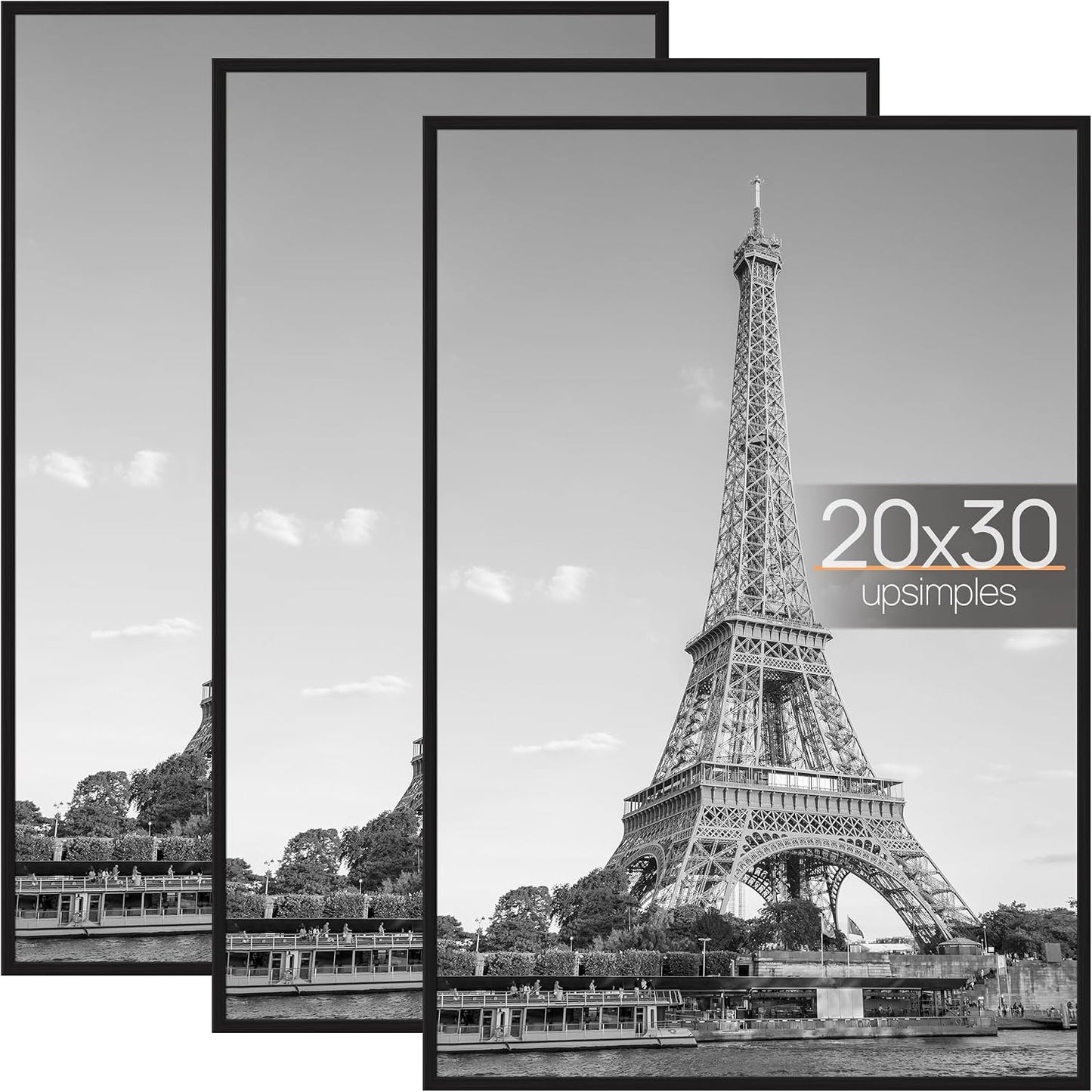 upsimples 12x16 Poster Frame, Easy Slide-In Assembly, Black, 3 Pack | Gallery Wall 12 x 16 Picture Frames Set for Family, Wedding, Christmas, Easy to Change Photos
