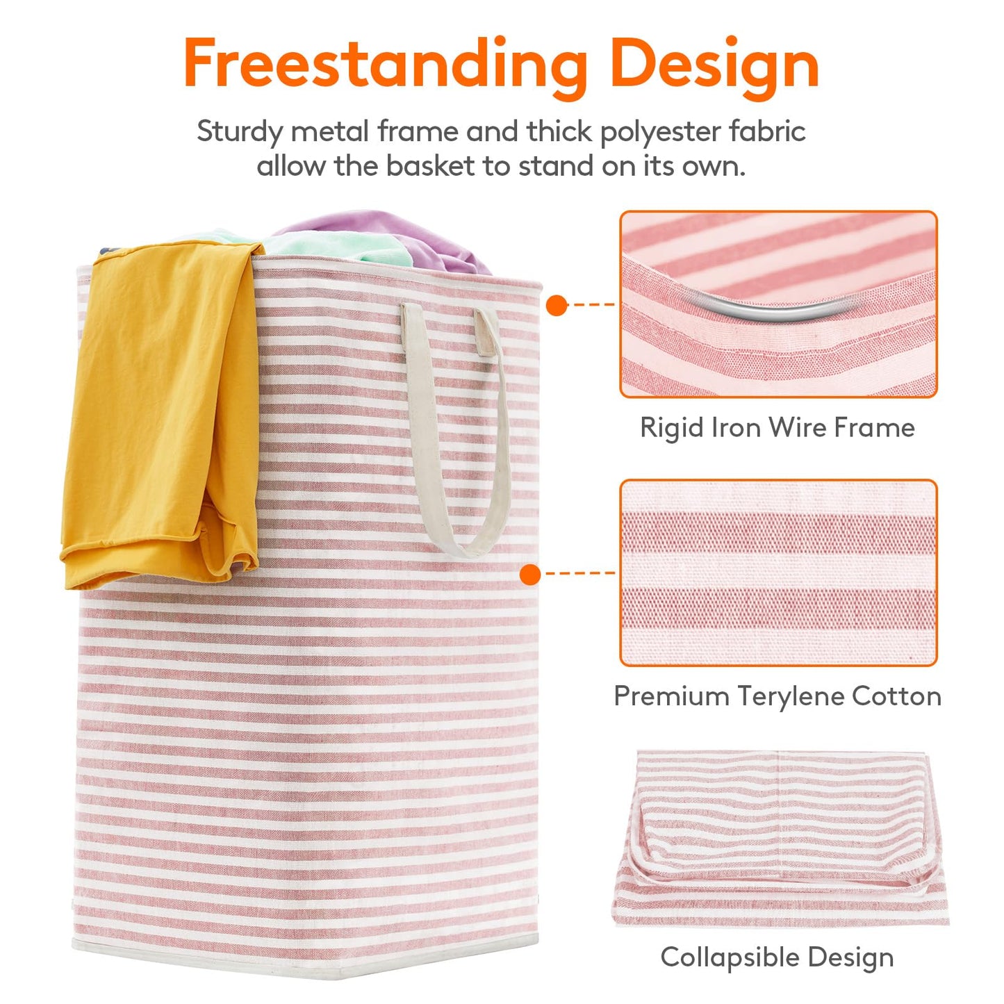 Lifewit 2 Pack Laundry Basket 80L Each, Collapsible Clothes Hamper with Reinforced Handles, Freestanding Waterproof Design for Bedroom and Laundry Room, Grey 160L Total