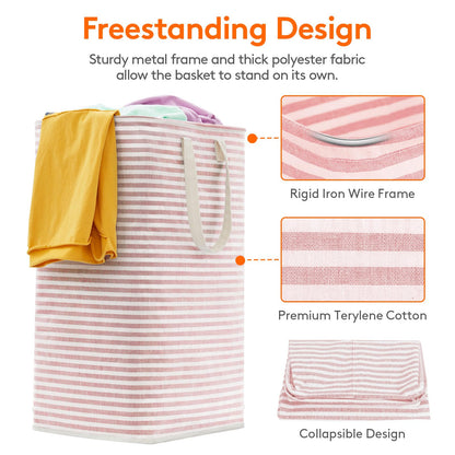 Lifewit 2 Pack Laundry Basket 80L Each, Collapsible Clothes Hamper with Reinforced Handles, Freestanding Waterproof Design for Bedroom and Laundry Room, Grey 160L Total