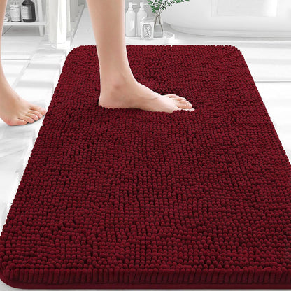 OLANLY Bathroom Rugs 30x20, Extra Soft Absorbent Chenille Bath Rugs | Grey, Quick-Drying Rubber Backing, Machine Washable Bath Mat for Bathroom Floor, Tub and Shower, Home Decor Accessories