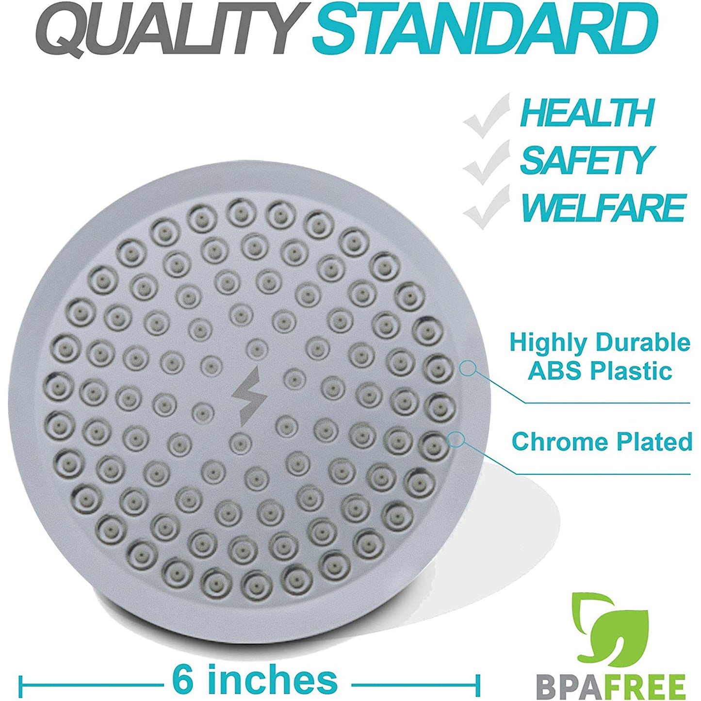 SparkPod Rain Shower Head, 6 Inch Round, Luxury Polished Chrome Finish | High Pressure Shower Heads, 90 Nozzles, Adjustable Showerhead, No Tools Needed, Universal Connection