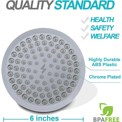 SparkPod Rain Shower Head, 6 Inch Round, Luxury Polished Chrome Finish | High Pressure Shower Heads, 90 Nozzles, Adjustable Showerhead, No Tools Needed, Universal Connection