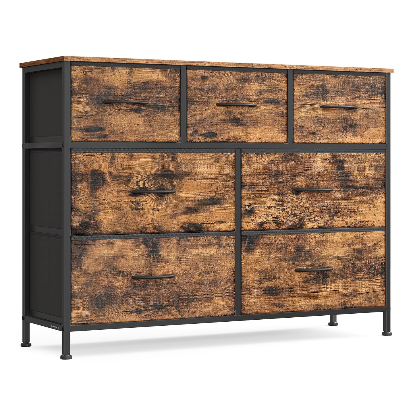 SONGMICS BELLAH Collection - Dresser for Bedroom, Chest of Drawers, Storage Organizer Unit, Closet, Entryway, Steel, 4 Drawers, Modern, Ink Black and Ebony Black ULGS314B01S