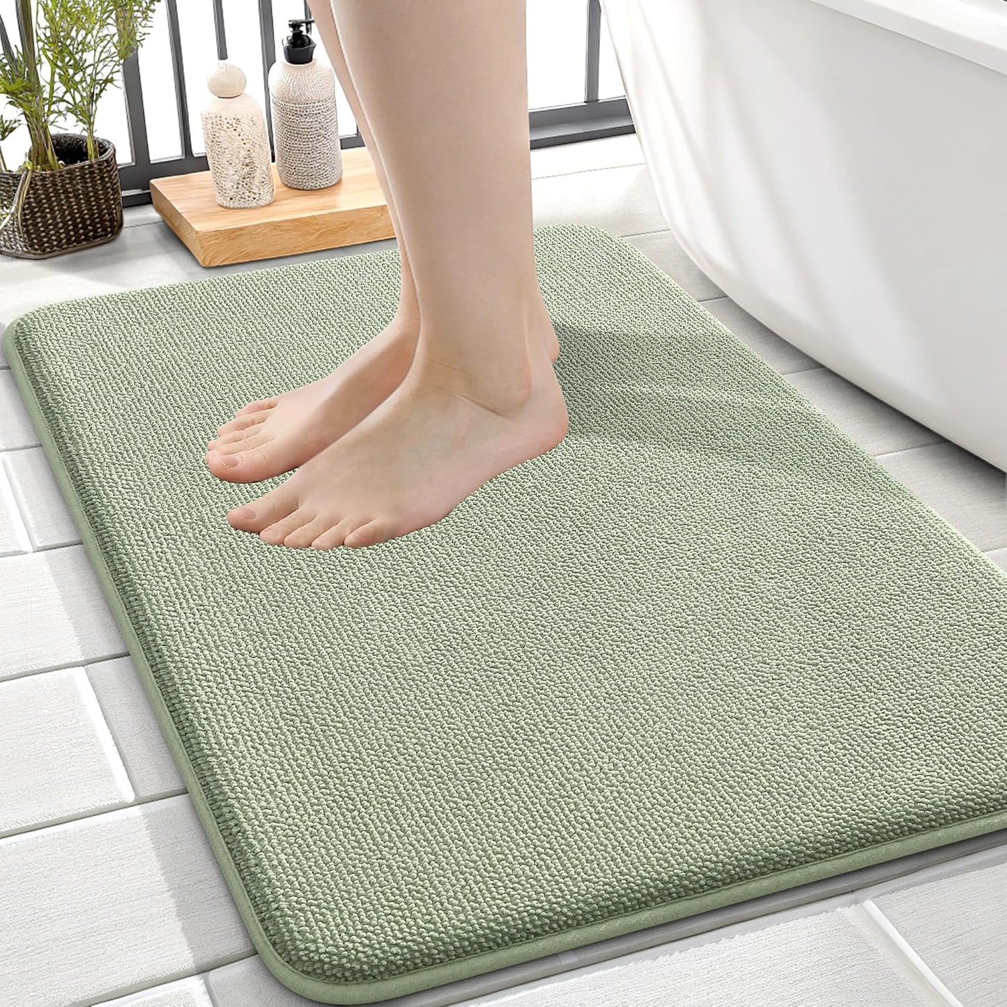 OLANLY Thick Memory Foam Bathroom Rugs 30x20, Soft Absorbent Bath Mat, Teal | Quick Dry Bath Rugs, Non-Slip Carpet, Machine Washable Mats for Bathroom Floor, Tub and Shower, Home Decor Accessories