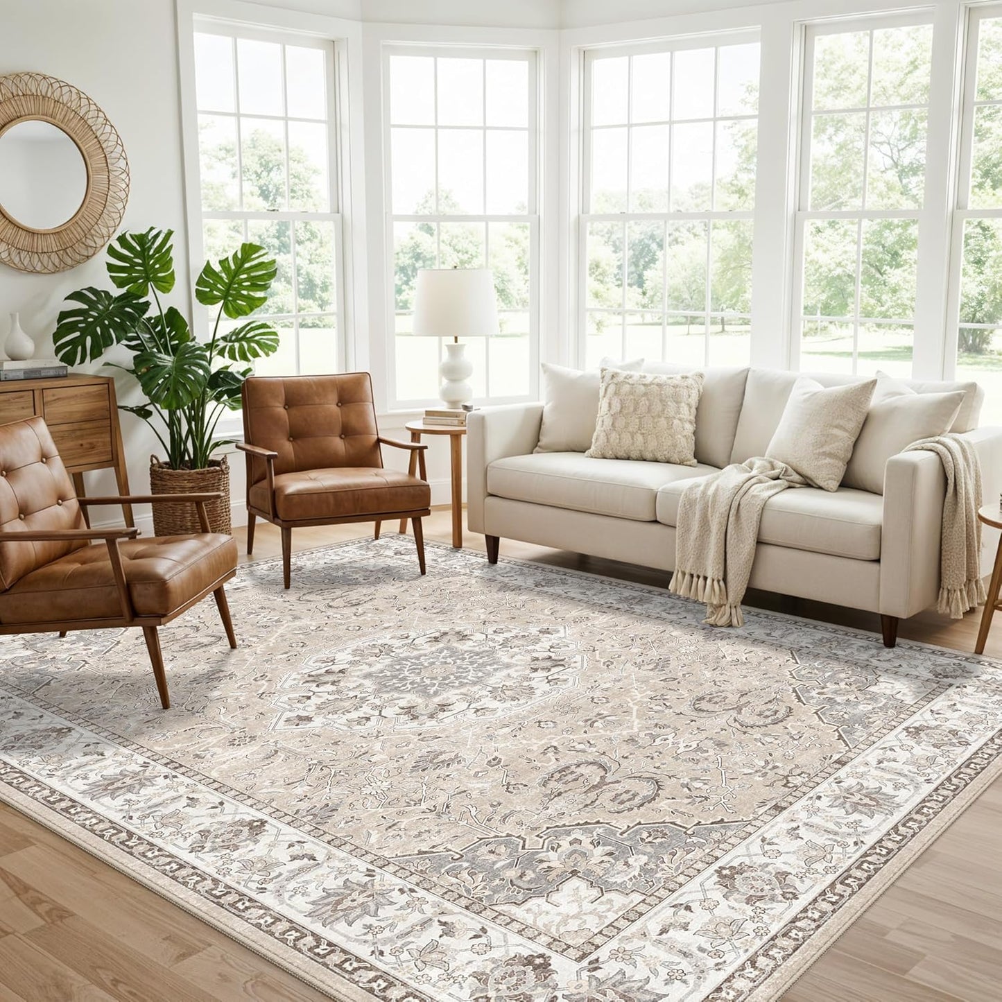 2x6 Hallway Washable Runner Rug : Vintage Soft Kitchen Laundry Runner with Non Slip Backing Farmhouse Entryway Living Room Floor Mat Stain Resistant Carpet for Bedroom Bathroom Distressed Beside Rug