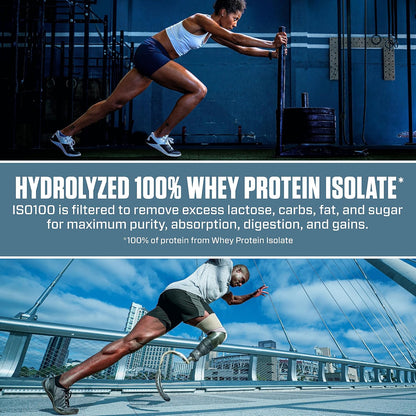Dymatize ISO100 Protein Powder, 100% Whey Isolate, Cookies & Cream | 25g Protein, Hydrolyzed, Fast-Absorbing, Supports Muscle Health, 5.5g BCAAs, Gluten-Free, 20 Servings, 1.3 lb