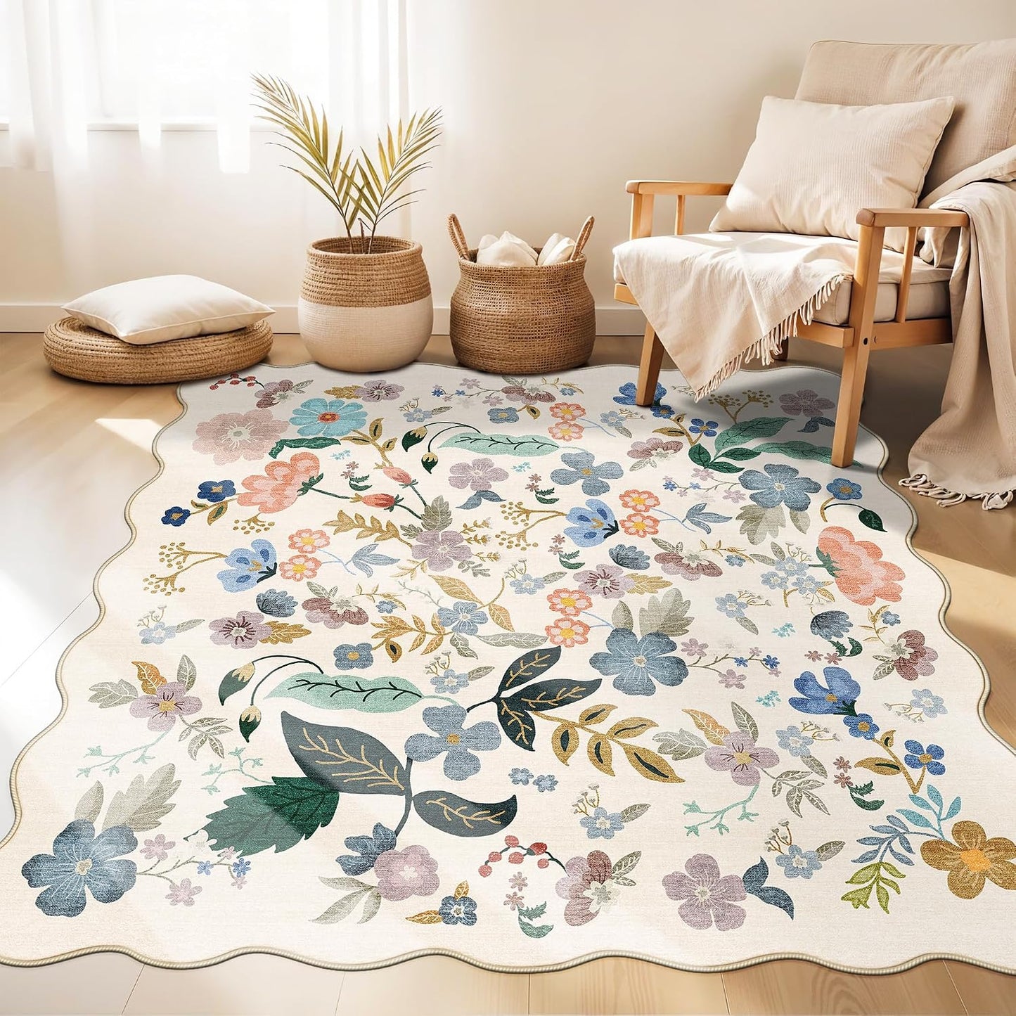 2x6 Hallway Washable Runner Rug : Vintage Soft Kitchen Laundry Runner with Non Slip Backing Farmhouse Entryway Living Room Floor Mat Stain Resistant Carpet for Bedroom Bathroom Distressed Beside Rug