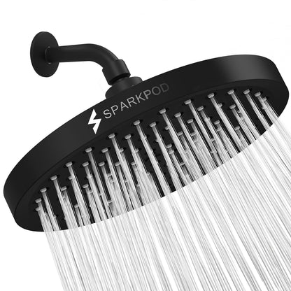SparkPod Rain Shower Head, 6 Inch Round, Luxury Polished Chrome Finish | High Pressure Shower Heads, 90 Nozzles, Adjustable Showerhead, No Tools Needed, Universal Connection