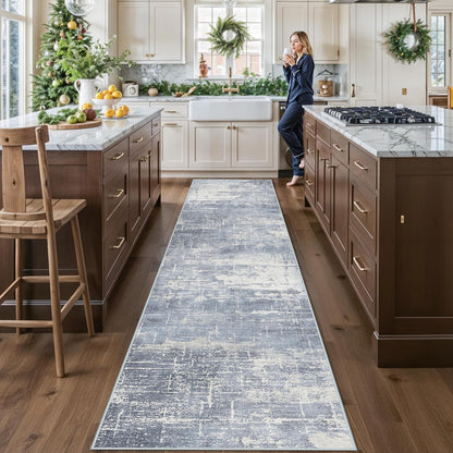 2x6 Hallway Washable Runner Rug : Vintage Soft Kitchen Laundry Runner with Non Slip Backing Farmhouse Entryway Living Room Floor Mat Stain Resistant Carpet for Bedroom Bathroom Distressed Beside Rug