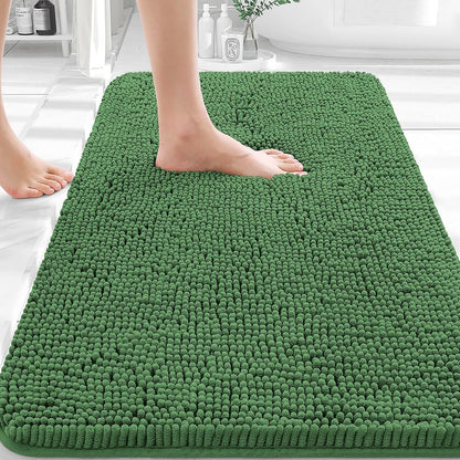 OLANLY Bathroom Rugs 30x20, Extra Soft Absorbent Chenille Bath Rugs | Grey, Quick-Drying Rubber Backing, Machine Washable Bath Mat for Bathroom Floor, Tub and Shower, Home Decor Accessories