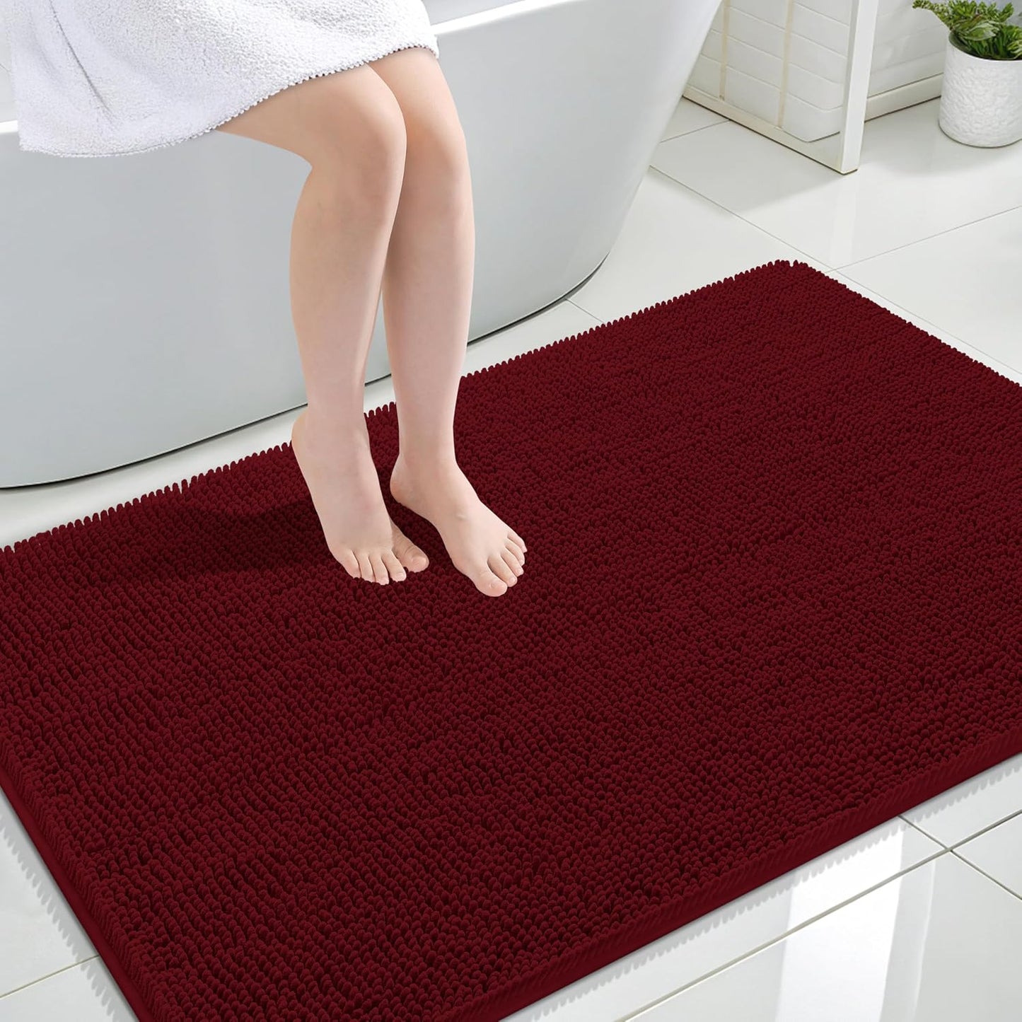 OLANLY Bathroom Rugs 30x20, Extra Soft Absorbent Chenille Bath Rugs | Grey, Quick-Drying Rubber Backing, Machine Washable Bath Mat for Bathroom Floor, Tub and Shower, Home Decor Accessories