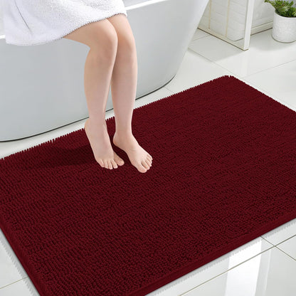 OLANLY Bathroom Rugs 30x20, Extra Soft Absorbent Chenille Bath Rugs | Grey, Quick-Drying Rubber Backing, Machine Washable Bath Mat for Bathroom Floor, Tub and Shower, Home Decor Accessories