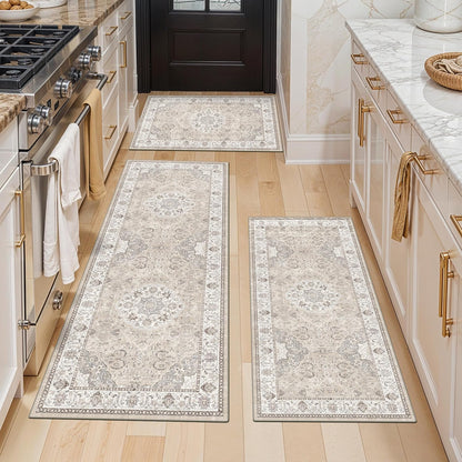 2x6 Hallway Washable Runner Rug : Vintage Soft Kitchen Laundry Runner with Non Slip Backing Farmhouse Entryway Living Room Floor Mat Stain Resistant Carpet for Bedroom Bathroom Distressed Beside Rug
