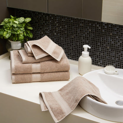 Amazon Basics 6-Piece Oversized Fade-Resistant Towel Set, 100% Cotton, Highly Absorbent, Soft, Teal, 2 Bath Towels, 2 Hand Towels, 2 Washcloths