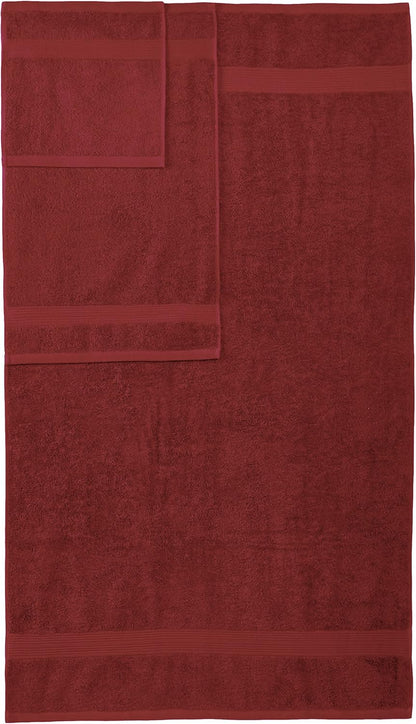 Amazon Basics 6-Piece Oversized Fade-Resistant Towel Set, 100% Cotton, Highly Absorbent, Soft, Teal, 2 Bath Towels, 2 Hand Towels, 2 Washcloths